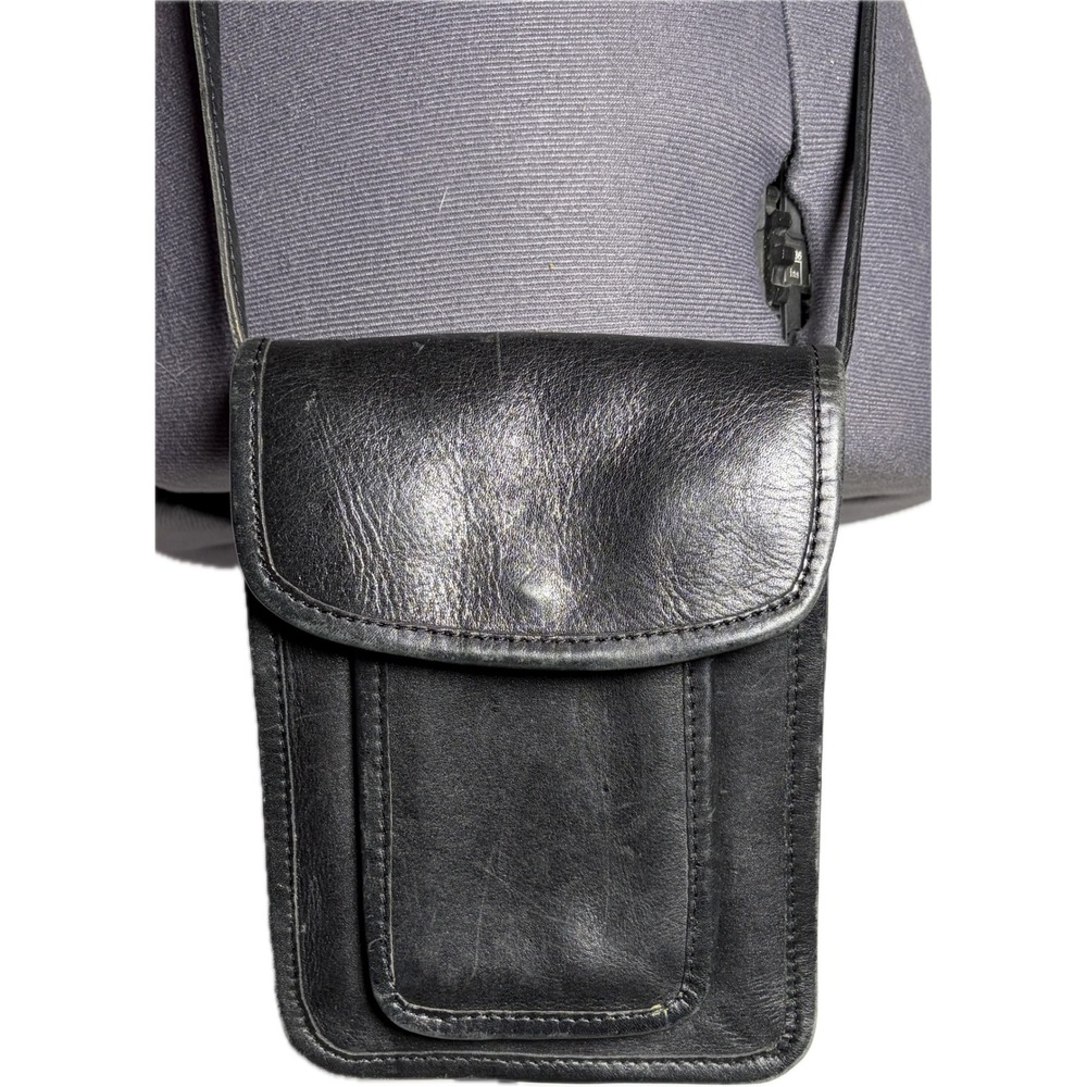 Vintage Y2K Barganza Black Leather‎ Mini Crossbody Bag Map Lining India Boho
